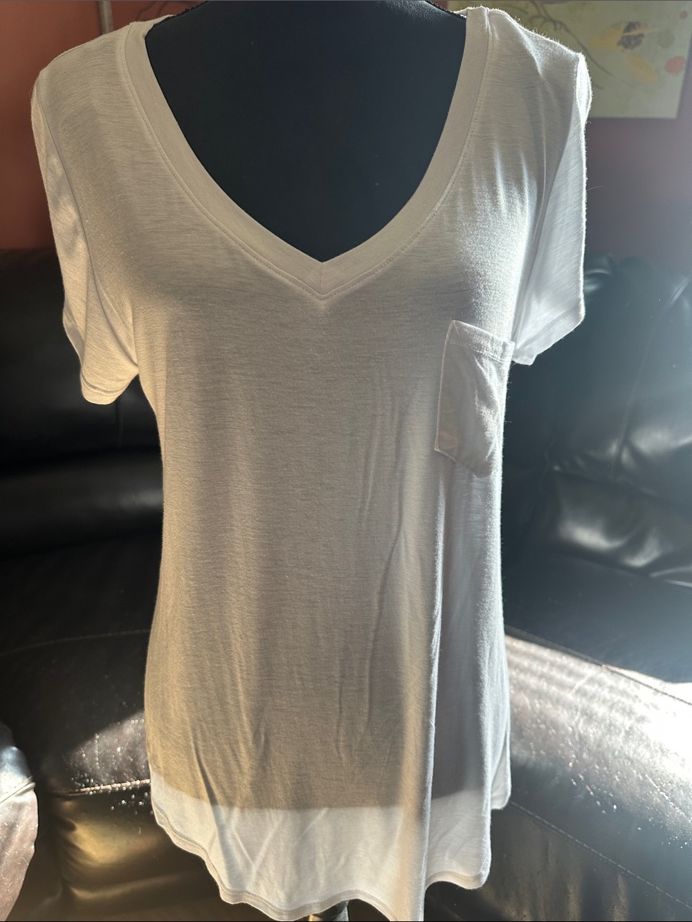 Bozzolo White V-Neck Short Sleeve Pocket Tee